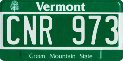 VT license plate CNR973
