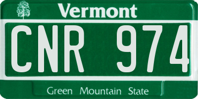 VT license plate CNR974