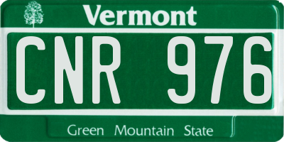 VT license plate CNR976
