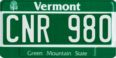 VT license plate CNR980