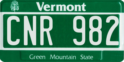 VT license plate CNR982