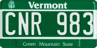 VT license plate CNR983