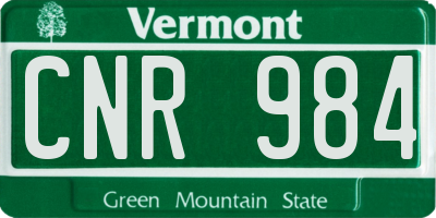 VT license plate CNR984