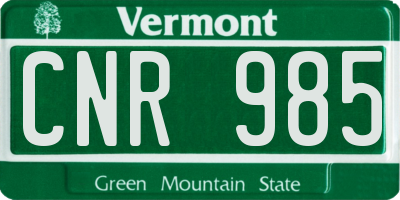 VT license plate CNR985
