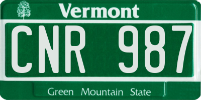VT license plate CNR987