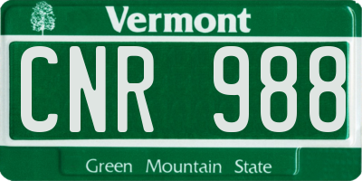 VT license plate CNR988