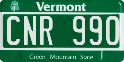 VT license plate CNR990