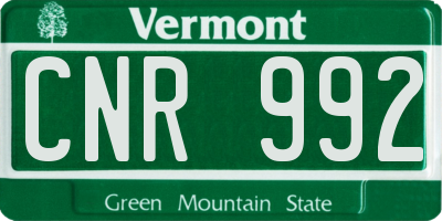 VT license plate CNR992