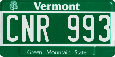 VT license plate CNR993