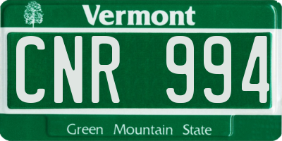 VT license plate CNR994