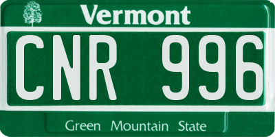 VT license plate CNR996