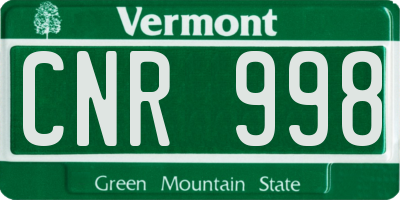 VT license plate CNR998