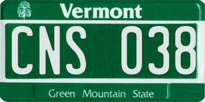 VT license plate CNS038