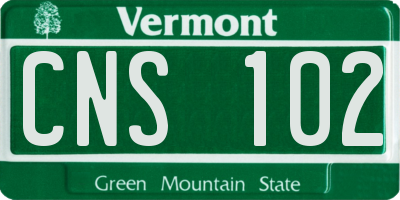 VT license plate CNS102