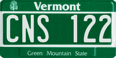 VT license plate CNS122
