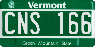 VT license plate CNS166