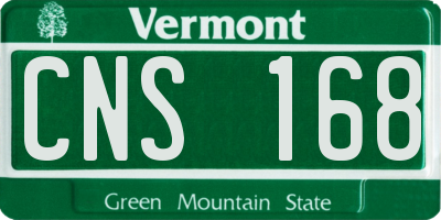VT license plate CNS168