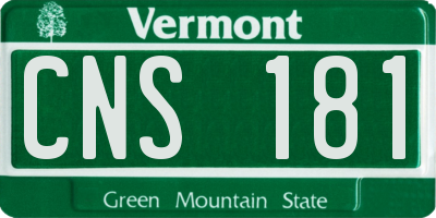 VT license plate CNS181