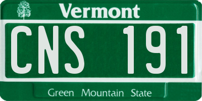 VT license plate CNS191