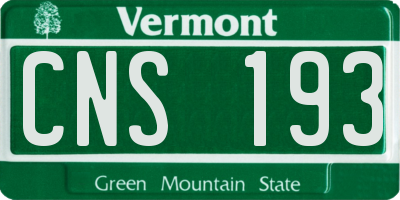 VT license plate CNS193