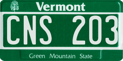 VT license plate CNS203