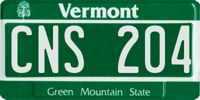 VT license plate CNS204