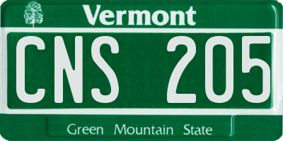 VT license plate CNS205
