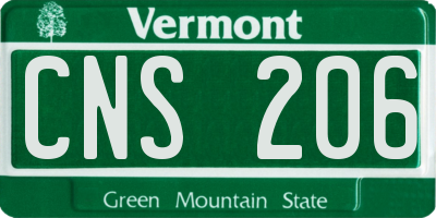 VT license plate CNS206