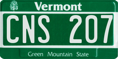 VT license plate CNS207