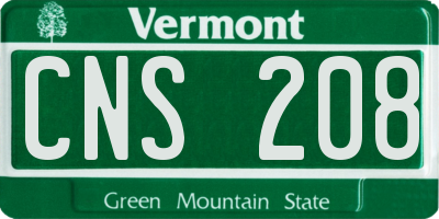 VT license plate CNS208