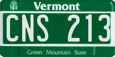 VT license plate CNS213