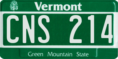 VT license plate CNS214