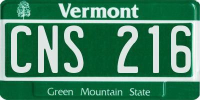 VT license plate CNS216