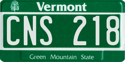 VT license plate CNS218