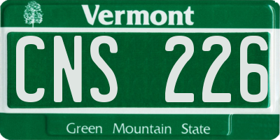 VT license plate CNS226
