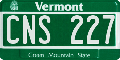 VT license plate CNS227