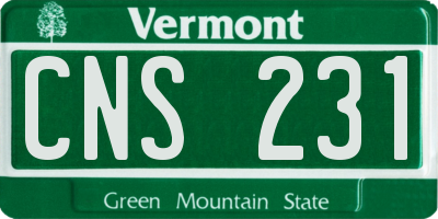 VT license plate CNS231