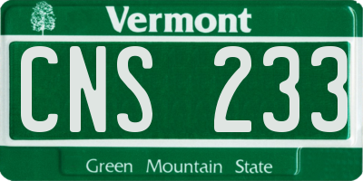 VT license plate CNS233
