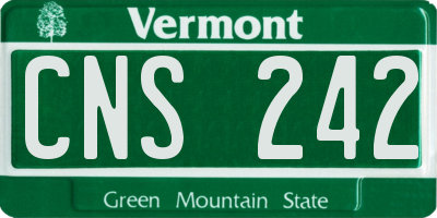 VT license plate CNS242