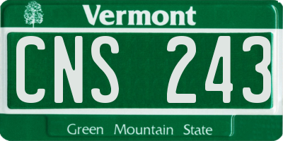 VT license plate CNS243