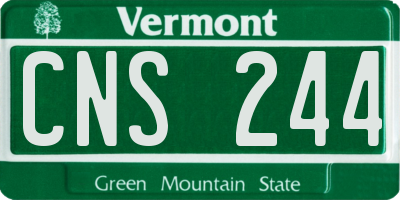 VT license plate CNS244