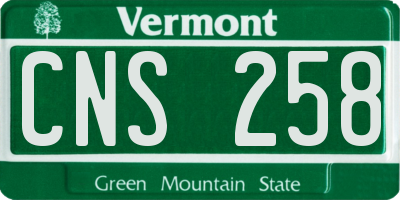 VT license plate CNS258