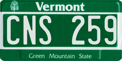 VT license plate CNS259