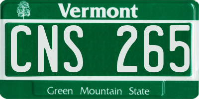 VT license plate CNS265
