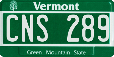 VT license plate CNS289