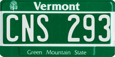 VT license plate CNS293