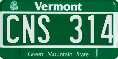 VT license plate CNS314