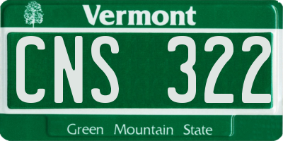 VT license plate CNS322