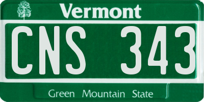 VT license plate CNS343