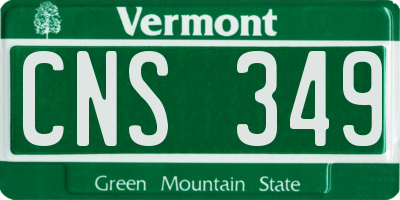 VT license plate CNS349